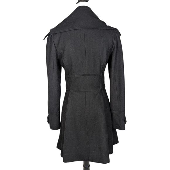 Hazel Hazel Black Wool Blend Fit & Flare Military Coat Size Small - Picture 2 of 16